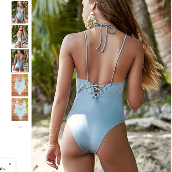 La Hearts Shiny Halter One Piece Swimsuit - Picture 2 of 12